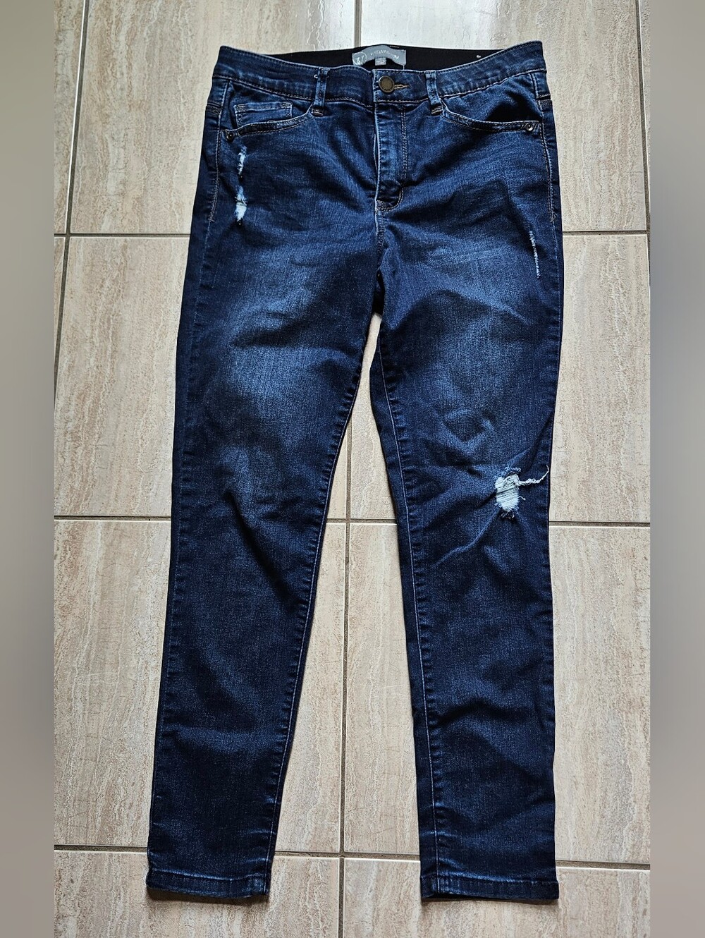 Wit & Wisdom "Ab"solution Distressed Skinny Jeans - Dark Wash